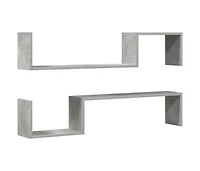 vidaXL Wall Shelves 2 pcs Concrete Gray 39.4"x5.9"x7.9" Engineered Wood