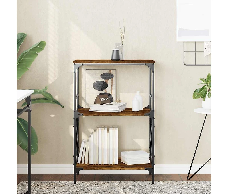 Bookcase 3-Tier Smoked Oak 23.2"x13.8"x35.6" Engineered Wood