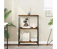 Bookcase 3-Tier Smoked Oak 23.2"x13.8"x35.6" Engineered Wood