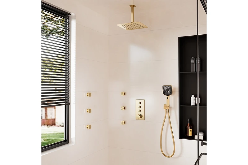 Casainc 3 Functions 12 Inch Ceiling Mounted Thermostatic Shower System