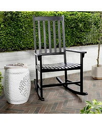 Jonathan Y Seagrove Farmhouse Classic Slat-Back 350-lbs Support Acacia Wood Outdoor Rocking Chair