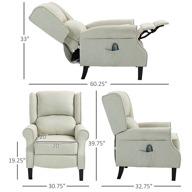 Homcom Massage Recliner Sofa with Heat Function, Remote Control