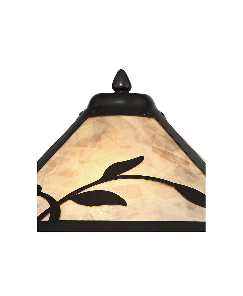 Franklin Iron Works Feuille Country Cottage Table Lamp 23 3/4" High Metal Openwork Leaf Mica Shade for Bedroom Living Room Bedside Nightstand Off