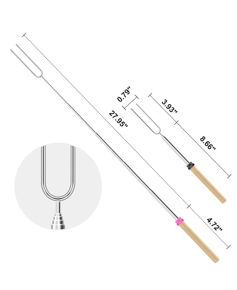 Cowin Roasting Sticks Stainless Steel Extendable 32in 12 Piece Set