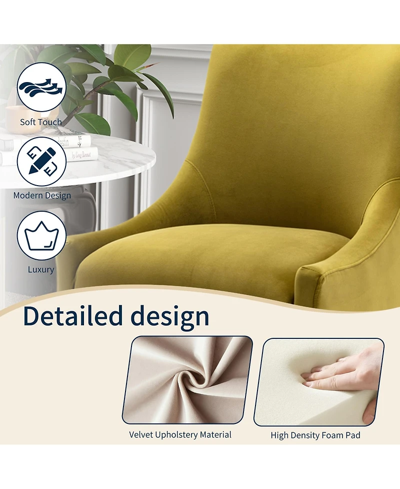 Boyel Living Velvet Dining Chair with Pulling Handle and Adjustable Foot Nails(Set of 2)