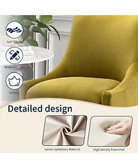 Boyel Living Velvet Dining Chair with Pulling Handle and Adjustable Foot Nails(Set of 2)