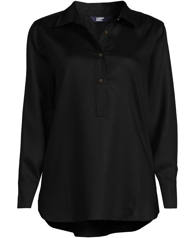 Lands' End Plus Twill Tencel Fiber Popover Shirt