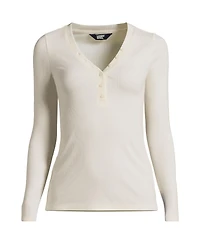Lands' End Women's Drapey Rib Skimming Long Sleeve Henley T-Shirt