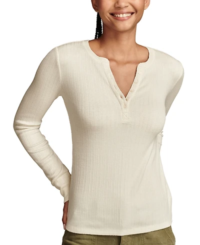 Lucky Brand Women's Ribbed Henley Top