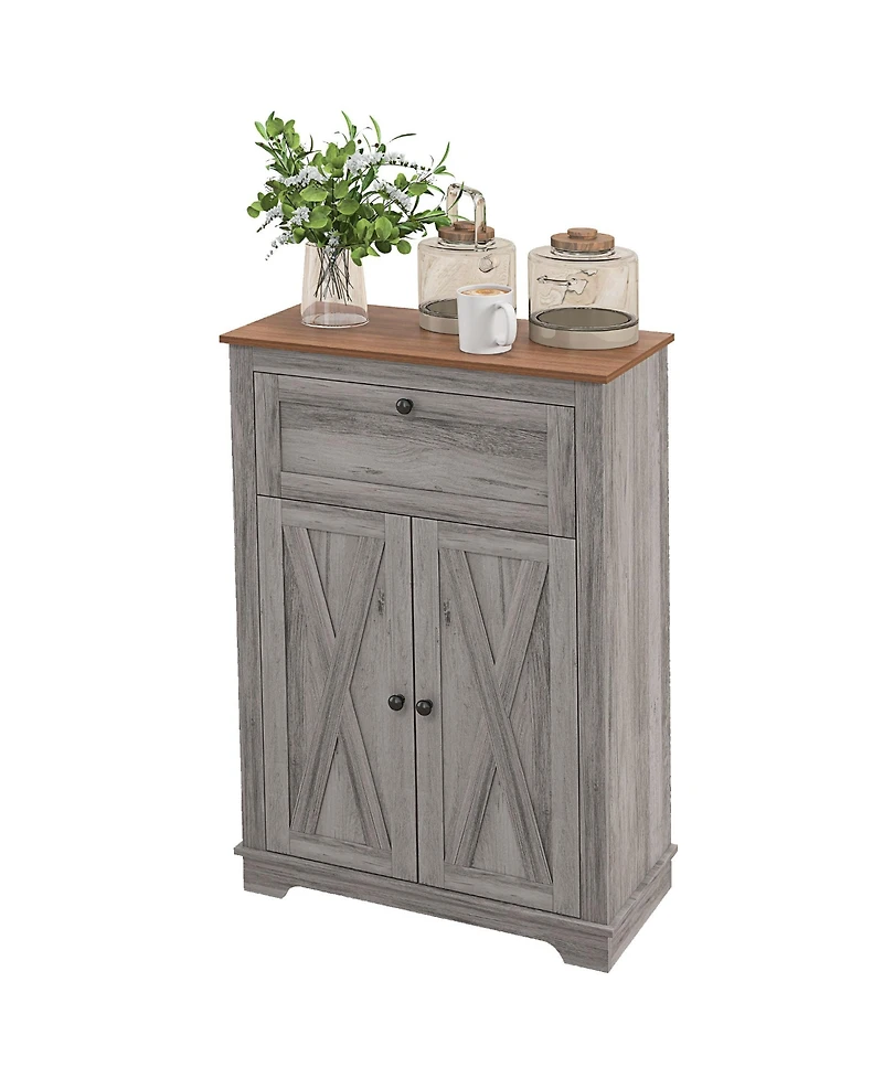 Homcom Farmhouse Storage Cabinet with Drawer and Doors