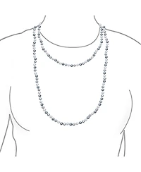 Bling Jewelry Hand Knotted Long Strand Double Triple Wrap Endless Layering 8MM Tri Color Multicolor Black White Grey Simulated Pearl Strand Necklace L