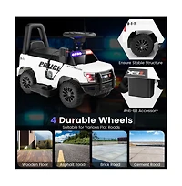 Givimo 6V Kids Ride On Police Car with Real Megaphone and Siren Flashing Lights