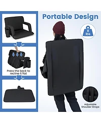 Givimo Stadium Seat for Bleachers with Back Support 6 Adjustable Positions-Black