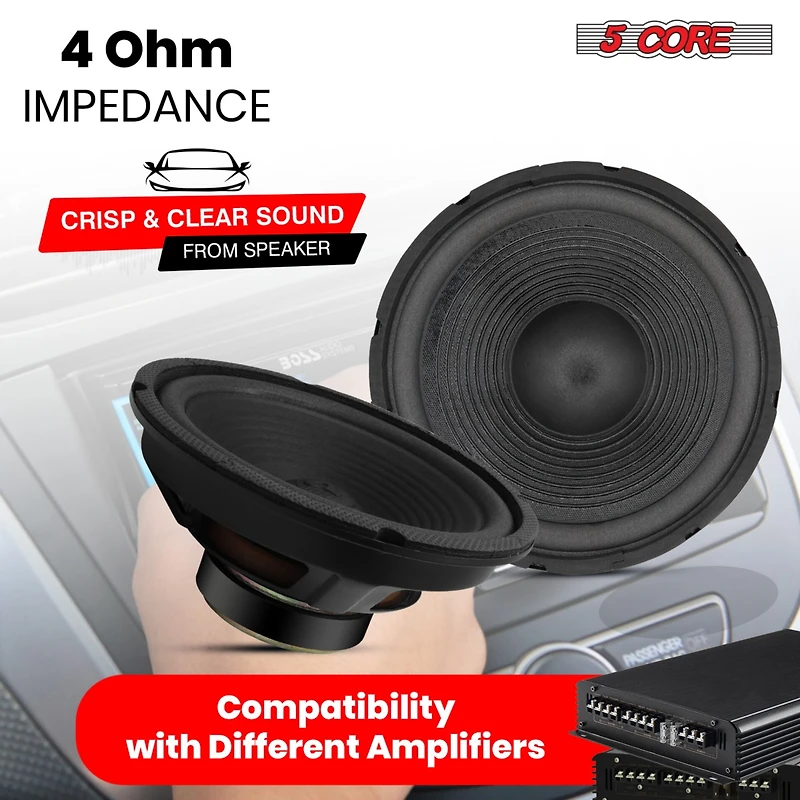 5 Core 8 Inch Subwoofer Speaker 500W Peak 4 Ohm Replacement Car door Bass Sub Woofer - 4 Pcs