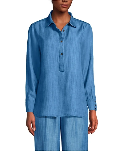 Lands' End Women's Petite Twill Tencel Fiber Popover Shirt