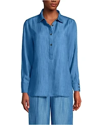 Lands' End Women's Petite Twill Tencel Fiber Popover Shirt