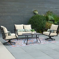 Aoodor 22'' x 24'' Outdoor Deep Seat Chair Cushion Set Olefin Fabric Slipcover and Sponge Foam (Set of 2 Seats, 2 Backs