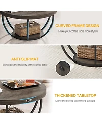 Tribesigns Round Coffee Table, Industrial 2-Tier Circle Modern 31.7" Wooden Accent Center Table for Living Room, Home Office