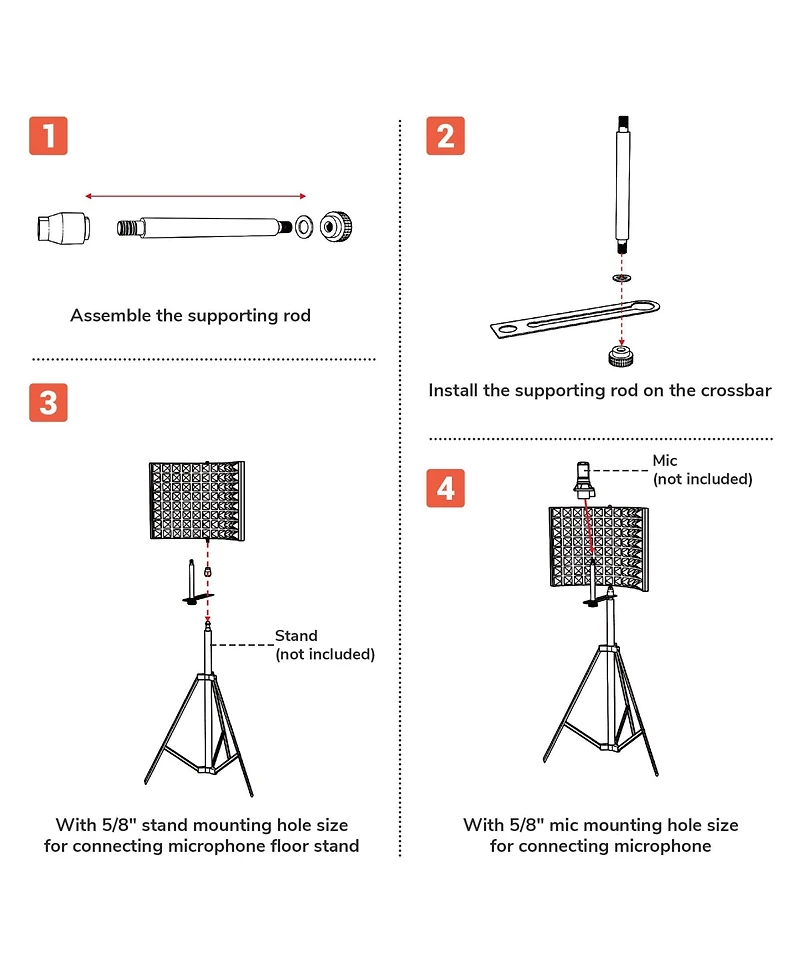 Yescom Studio Microphone Isolation Shield Acoustic Foam Panel Soundproof Filter Recording Panel