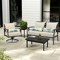 Aoodor 22'' x 24'' Outdoor Deep Seat Chair Cushion Set& Olefin Fabric Slipcover and Sponge Foam (Set of 2 Seats, 2 Backs, 2 Pillows
