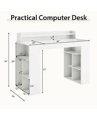 Gymax 48'' Computer Desk Study Writing Workstation w/ Bookshelf & Monitor Stand Riser