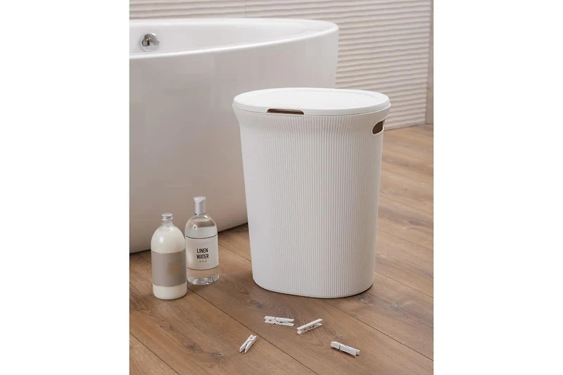 Superio Ribbed Design Laundry Hamper, 40 L Lilac Laundry Hamper