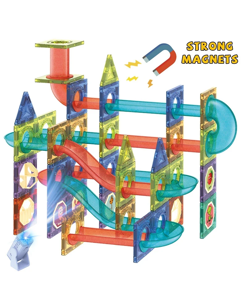 Contixo Magnetic Light-Up 3D Tiles Building Set – 110 Piece Stem Marble Run Blocks for Kids, Fun Educational Toy for Boys & Girls Ages 3-10+