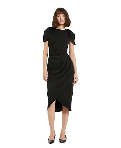 Mac Duggal Women's Crepe High Neck Tulip Dress With Belt