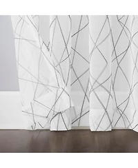 Abstract Geometric Embroidery Semi-Sheer Rod Pocket Curtain Panel