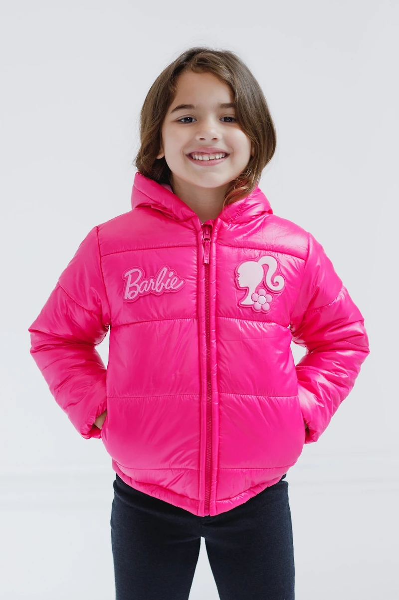 Barbie Girls Zip Up Winter Coat Puffer Jacket