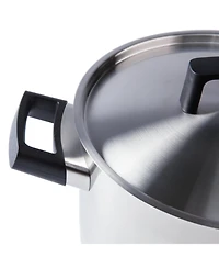 BergHOFF Ron 10" 18/10 Stainless Steel Covered Stockpot 6.8Qt., Black Handles