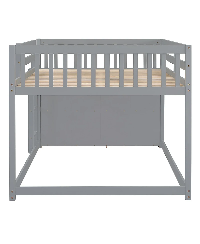Streamdale Full over Bunk Bed with 4 Drawers and 3 Shelves-Gray
