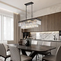 Streamdale Crystal Chandelier, Modern Industrial, Adjustable
