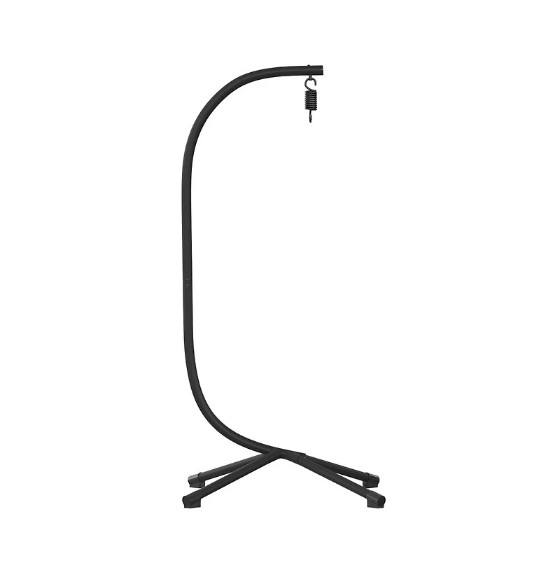 Inger Heavy Duty All-Weather Hanging Hammock Chair C-Stand With Steel Offset Base And Hardware, 360 Degree Rotation