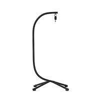 Inger Heavy Duty All-Weather Hanging Hammock Chair C-Stand With Steel Offset Base And Hardware, 360 Degree Rotation