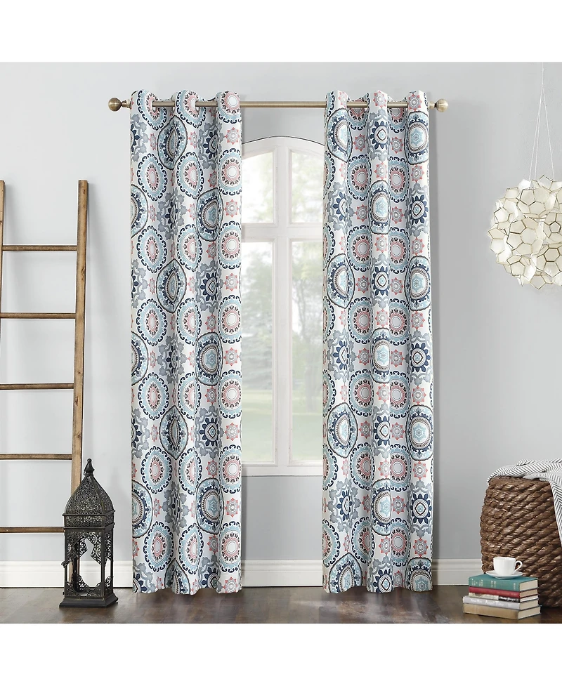 Nepal Global Medallion Print Blackout Grommet Curtain Panel