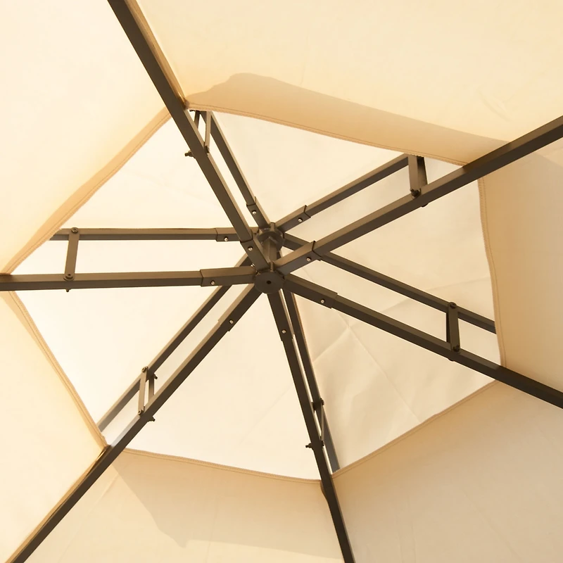 13' Double Roof Gazebo with Netting & Curtains