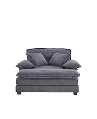 Streamdale Furniture 56.3" Corduroy Sofa with Toss Pillows and Ottoman