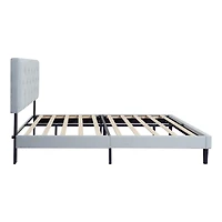 Streamdale Furniture Modern Button Tufted Upholstered Bed Frame, Grey