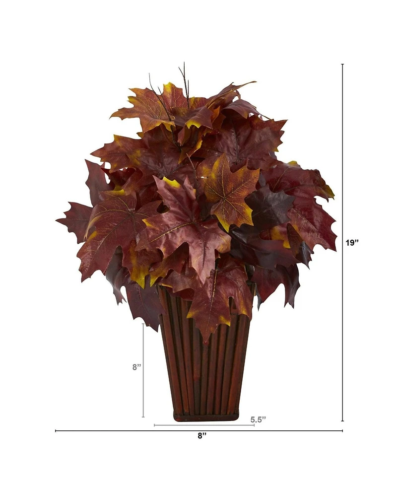 Slickblue 19" Autumn Maple Leaf Artificial Plant in Decorative Planter