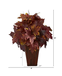 Slickblue 19" Autumn Maple Leaf Artificial Plant in Decorative Planter