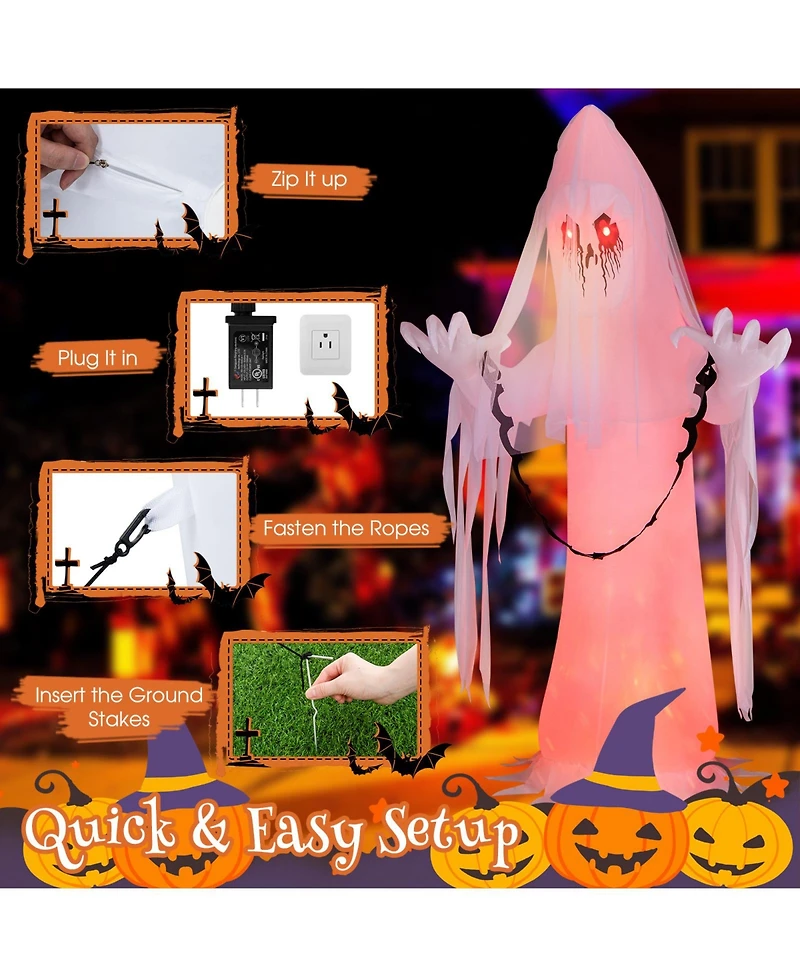 Sugift 8 Feet Halloween Inflatable Haunting Ghost Bride with Flame Led Light