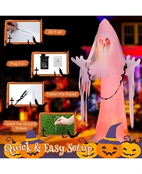 Sugift 8 Feet Halloween Inflatable Haunting Ghost Bride with Flame Led Light
