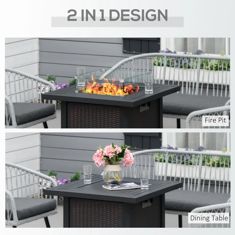 34" Black Outdoor Propane Fire Pit, 50k Btu, Auto-Ignition