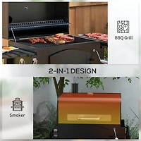 Portable Charcoal Grill with Thermometer and Wheels