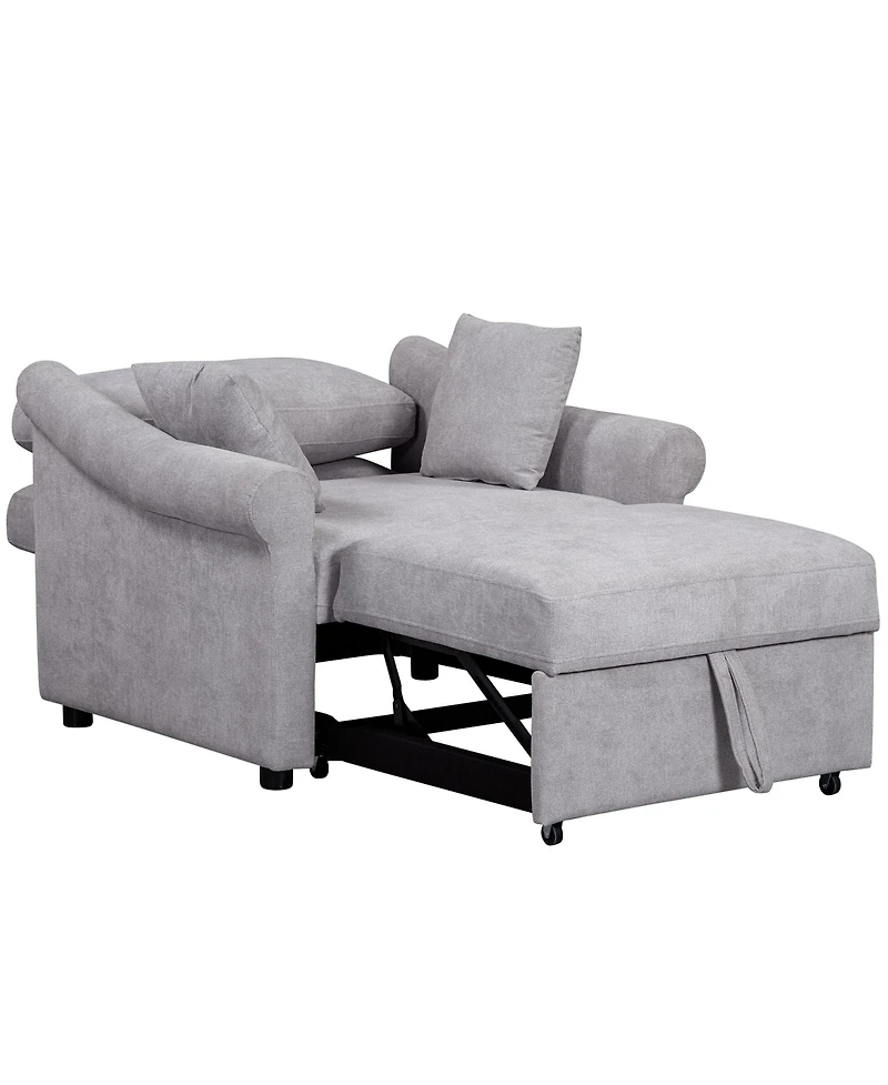 Streamdale Convertible Chenille Sleeper Chair, 3-in-1 Lounger