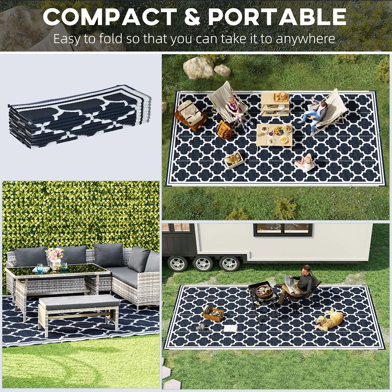 Reversible Plastic Straw Rug: Waterproof Outdoor Mat for Camping, Picnics