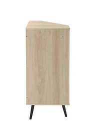 Simplie Fun Corner Cabinet with Rattan Door for Small Spaces