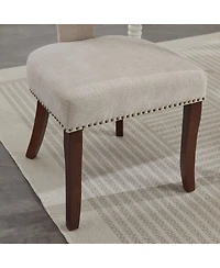 Streamdale Mid Century Modern Upholstered Dining Chairs, Set of 2, Beige