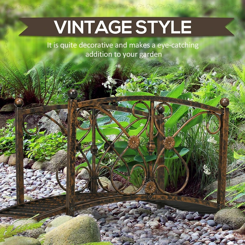 Decorative Metal Garden Bridge with Safety Rails